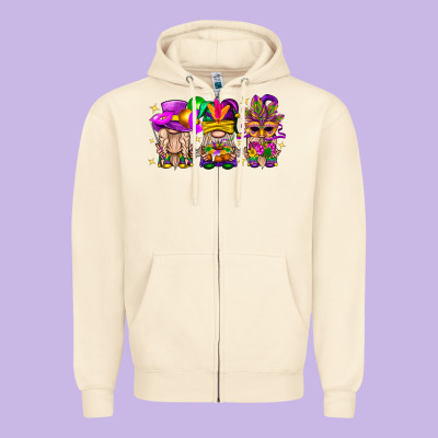 Mardi Gras Gnomies Cakes Flowers And Balloon Zipper Hoodie Designed By Bundleandbundleshop