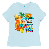 Baby Blue sunshine and sweet tea Ladies Tee - texasbilliewilder