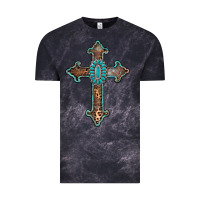 Cloud Black turquoise cross Vintage Tee - AdoDesignShop