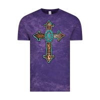 Cloud Purple turquoise cross Vintage Tee - AdoDesignShop