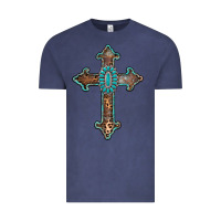 Vintage Denim turquoise cross Vintage Tee - AdoDesignShop