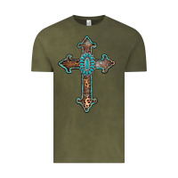 Vintage Olive turquoise cross Vintage Tee - AdoDesignShop
