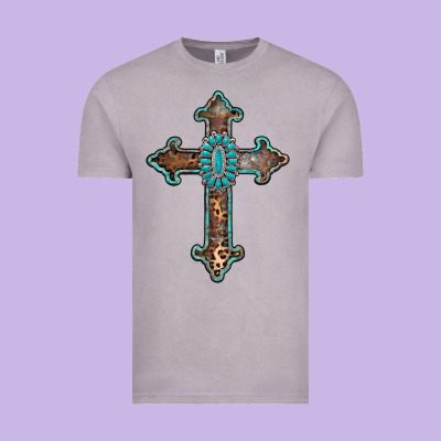 Turquoise Cross Vintage Tee Designed By Adodesignshop