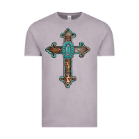 Vintage Zinc turquoise cross Vintage Tee - AdoDesignShop