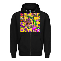 Black Mardi gras gnomies seamless pattern Zipper Hoodie - BundleAndBundleShop