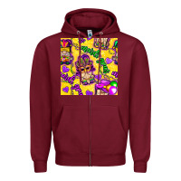Burgundy Mardi gras gnomies seamless pattern Zipper Hoodie - BundleAndBundleShop