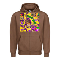 Chestnut Mardi gras gnomies seamless pattern Zipper Hoodie - BundleAndBundleShop