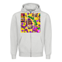 Dove Grey Mardi gras gnomies seamless pattern Zipper Hoodie - BundleAndBundleShop