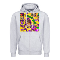 Heather Grey Mardi gras gnomies seamless pattern Zipper Hoodie - BundleAndBundleShop