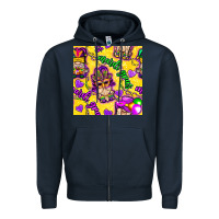 Navy Mardi gras gnomies seamless pattern Zipper Hoodie - BundleAndBundleShop