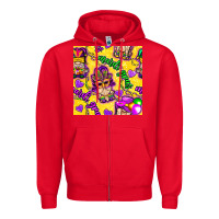 Red Mardi gras gnomies seamless pattern Zipper Hoodie - BundleAndBundleShop