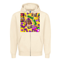 Sandshell Mardi gras gnomies seamless pattern Zipper Hoodie - BundleAndBundleShop