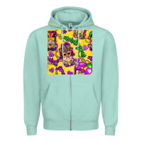 Seafoam Mardi gras gnomies seamless pattern Zipper Hoodie - BundleAndBundleShop