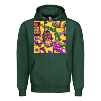 Sports Green Mardi gras gnomies seamless pattern Zipper Hoodie - BundleAndBundleShop