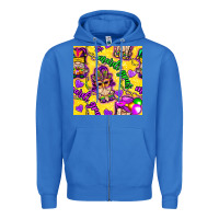 True Royal Mardi gras gnomies seamless pattern Zipper Hoodie - BundleAndBundleShop