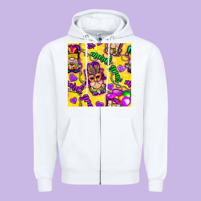 Mardi Gras Gnomies Seamless Pattern Zipper Hoodie Designed By Bundleandbundleshop