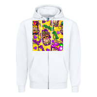 White Mardi gras gnomies seamless pattern Zipper Hoodie - BundleAndBundleShop