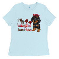 Baby Blue my valentine has paws Ladies Tee - RanaPortraitStore