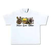 White peace love rhino Urban Heavy Tee - LillyAllenDesigns