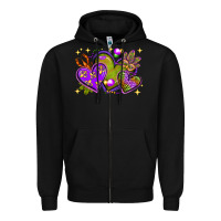 Black Mardi Gras Hearts Zipper Hoodie - BundleAndBundleShop