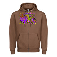 Chestnut Mardi Gras Hearts Zipper Hoodie - BundleAndBundleShop