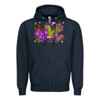 Navy Mardi Gras Hearts Zipper Hoodie - BundleAndBundleShop