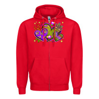 Red Mardi Gras Hearts Zipper Hoodie - BundleAndBundleShop