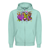 Seafoam Mardi Gras Hearts Zipper Hoodie - BundleAndBundleShop