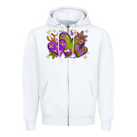 White Mardi Gras Hearts Zipper Hoodie - BundleAndBundleShop