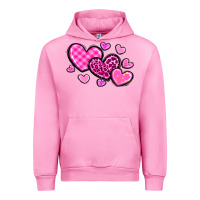 Fuchsia Pink love hearts Urban Hoodie - OliviaCreatesArt
