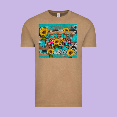 World's Best Mom Sunflower Leopard Cowhide Vintage Tee Designed By Artiststas