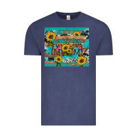 Vintage Denim world's best mom sunflower leopard cowhide Vintage Tee - Artiststas