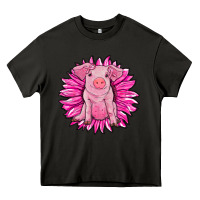 Pink Sunflower Pig Heavy Core Tee | Teevron