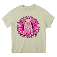 Mossy pink sunflower pig Heavy Core Tee - RanaPortraitStore