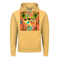 Vintage Mustard summer slipper and cocktail seamless pattern Vintage Hoodie - BundleAndBundleShop