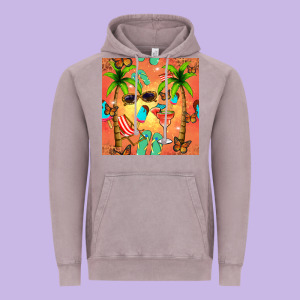 Summer Slipper And Cocktail Seamless Pattern Vintage Hoodie Designed By Bundleandbundleshop