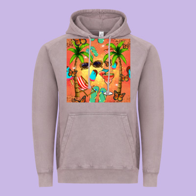Summer Slipper And Cocktail Seamless Pattern Vintage Hoodie Designed By Bundleandbundleshop