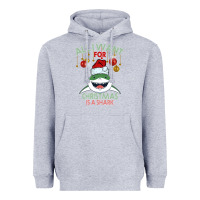 Heather Grey All I Want For Christmas Is A Shark Heavyweight Hoodie - Bettercallsaul