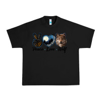 Black peace love wolf head Urban Heavy Tee - LillyAllenDesigns