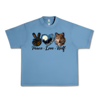 Pebble Blue peace love wolf head Urban Heavy Tee - LillyAllenDesigns