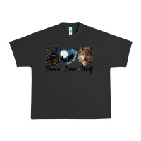 Pigment Black peace love wolf head Urban Heavy Tee - LillyAllenDesigns