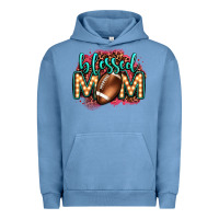 Pigment Pebble Blue blessed american football mom lightbulb letters Urban Hoodie - OliviaCreatesArt