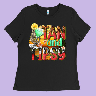 Tan And Tipsy Ladies Tee Designed By Texasbilliewilder