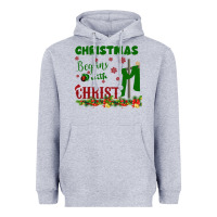 Heather Grey Christmas Begins With Christ Heavyweight Hoodie - Bettercallsaul