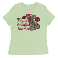 My Valentine Has Paws French Bulldog Ladies Tee | Teevron