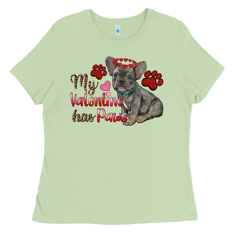 My Valentine Has Paws French Bulldog Ladies Tee by RanaPortraitStore | Teevron