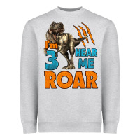 Heather Grey i'm three hear me roar dinosaur birthday Heavyweight Sweatshirt - LillyAllenDesigns