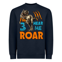 Navy i'm three hear me roar dinosaur birthday Heavyweight Sweatshirt - LillyAllenDesigns