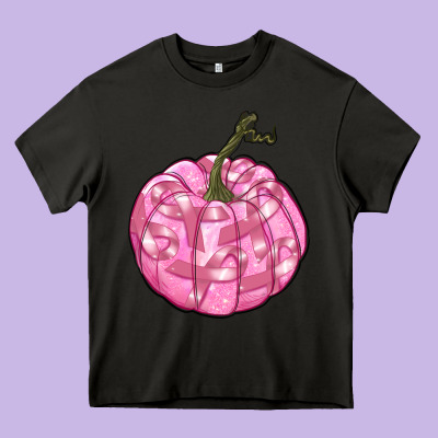 Pink Pumpkin With Breast Cancer Ribbons Heavy Core Tee Designed By Ranaportraitstore