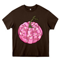 Chocolate Brown pink pumpkin with breast cancer ribbons Heavy Core Tee - RanaPortraitStore